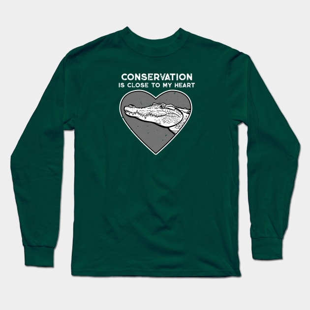 Crocodile Conservation Heart Long Sleeve T-Shirt by Peppermint Narwhal